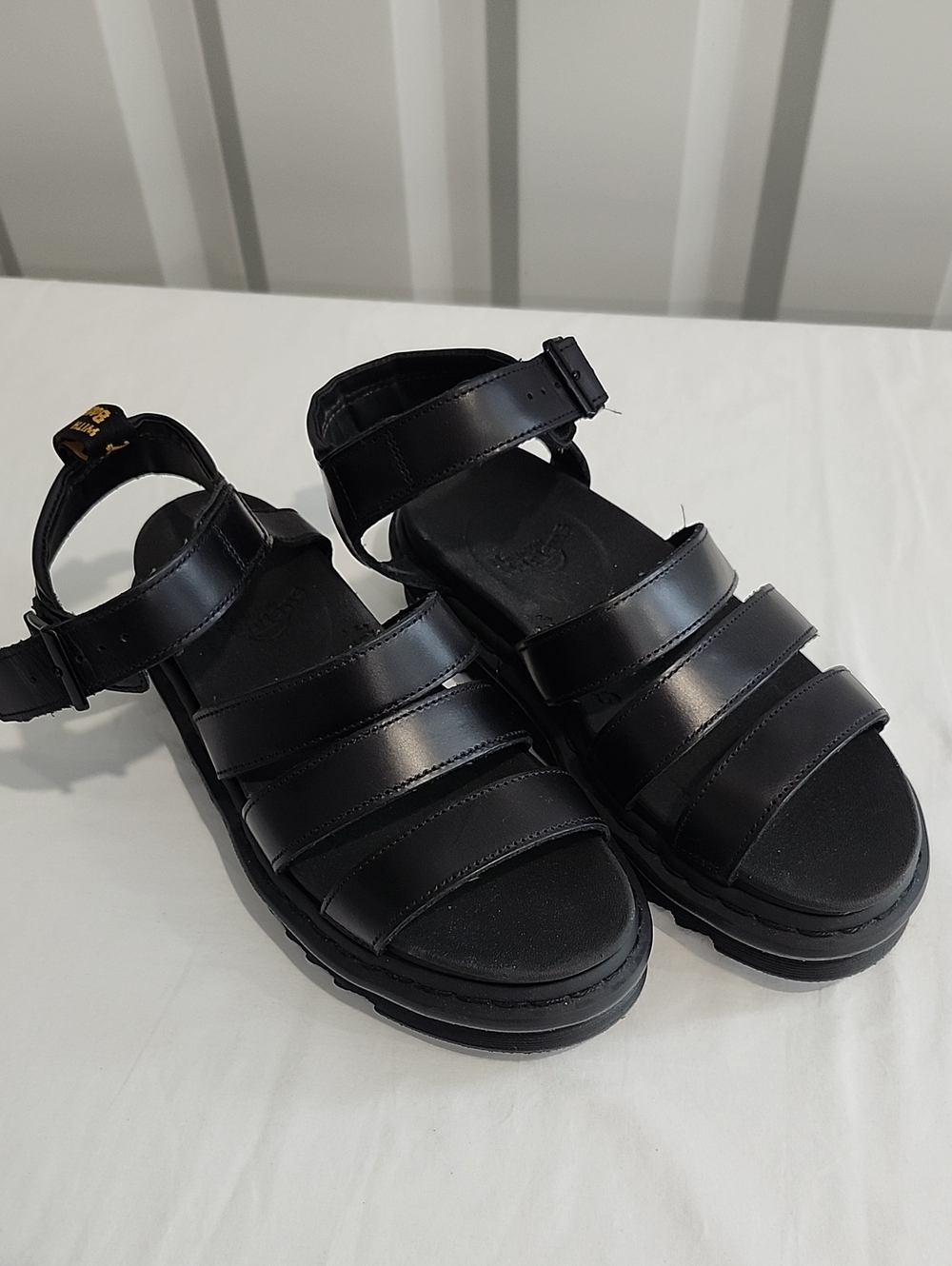 Dr. Martens Blaire Black Brando Sandals Size 8L 7M Classic Leather Platform